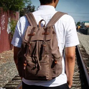 Vintage Canvas Backpack Brown